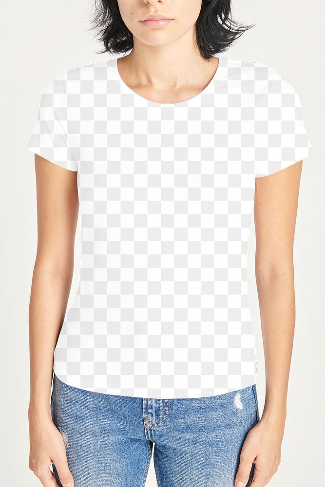 Png women's tee mockup with jeans