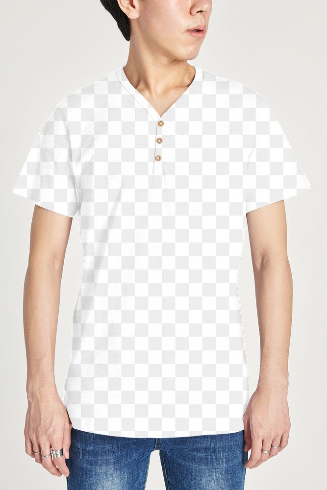 Asian man in a white t-shirt mockup