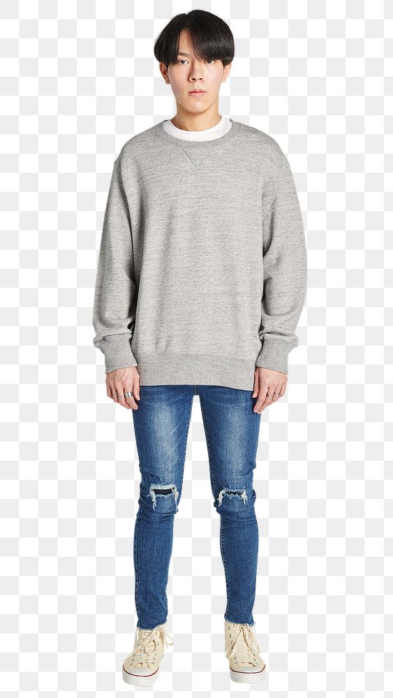 PNG men's gray sweatshirt mockup