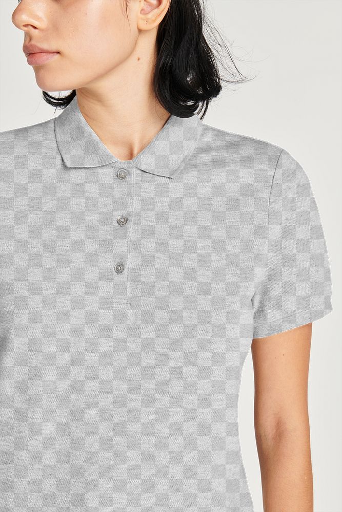 Women's polo shirt png on a model mockup