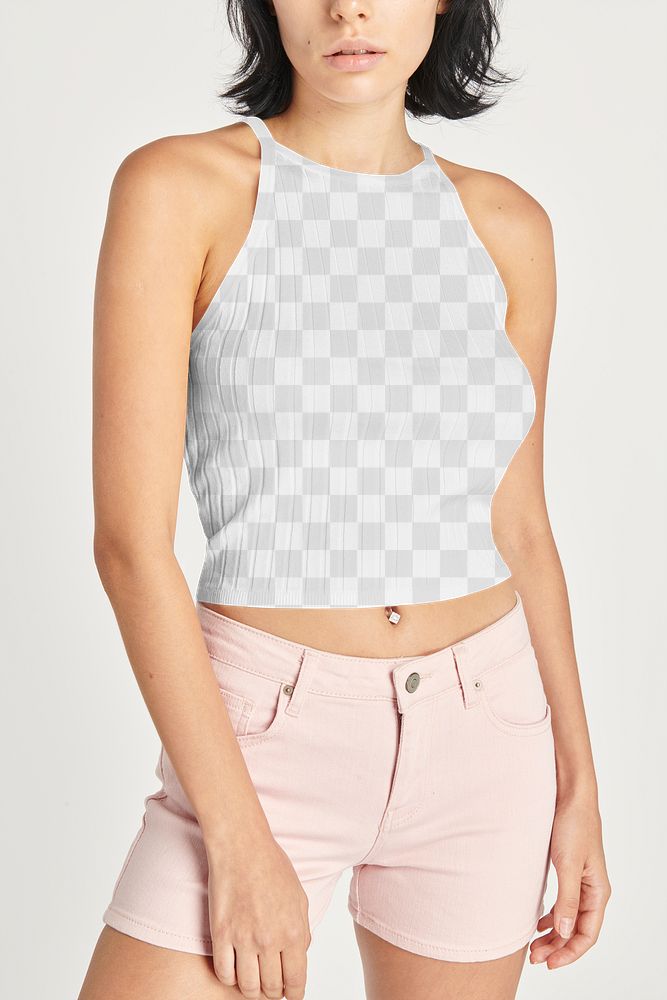 Png women's high neck crop top mockup