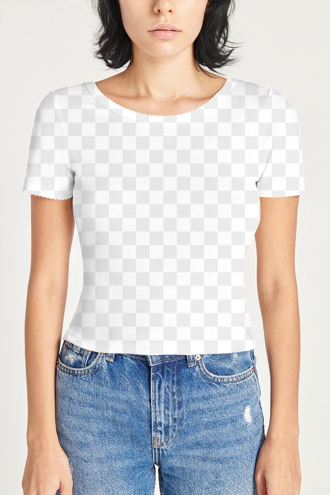 Png women's tee mockup with jeans