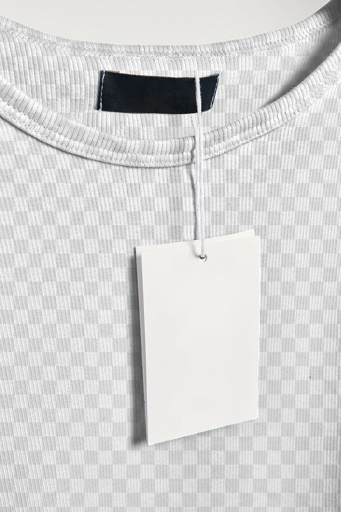 T-shirt png with a tag mockup 