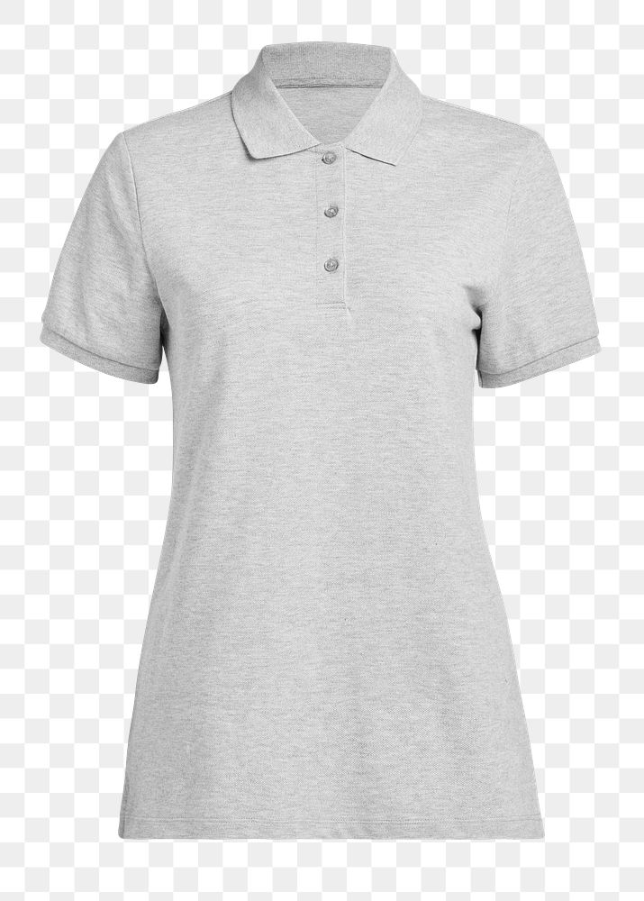 Women's gray polo shirt png mockup