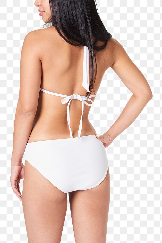 Women's white bikini png mockup