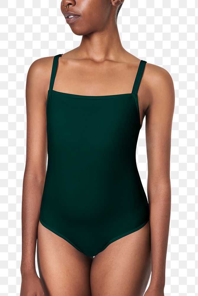Women's png dark green swimsuit mockup
