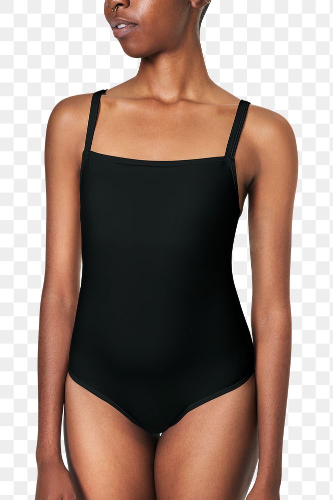 Women's png black swimsuit mockup