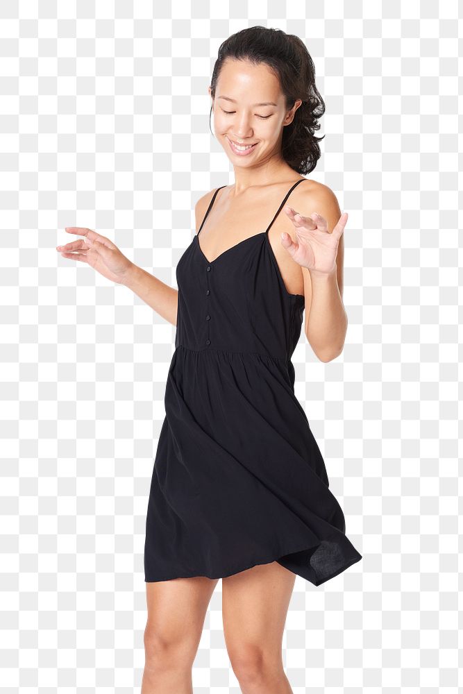 Png woman in a black dress mockup
