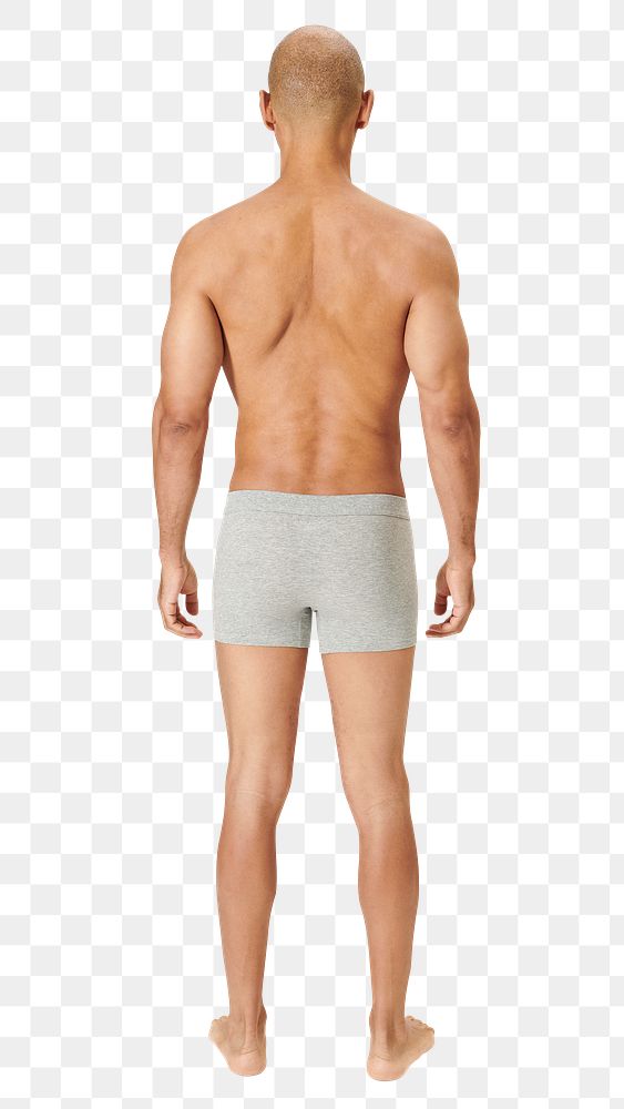 Png man in gray boxer shorts full body mockup