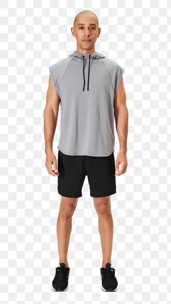 Png men's gray sleeveless hoodie 