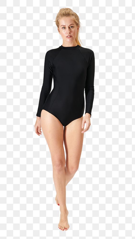 PNG woman in black swimwear mockup