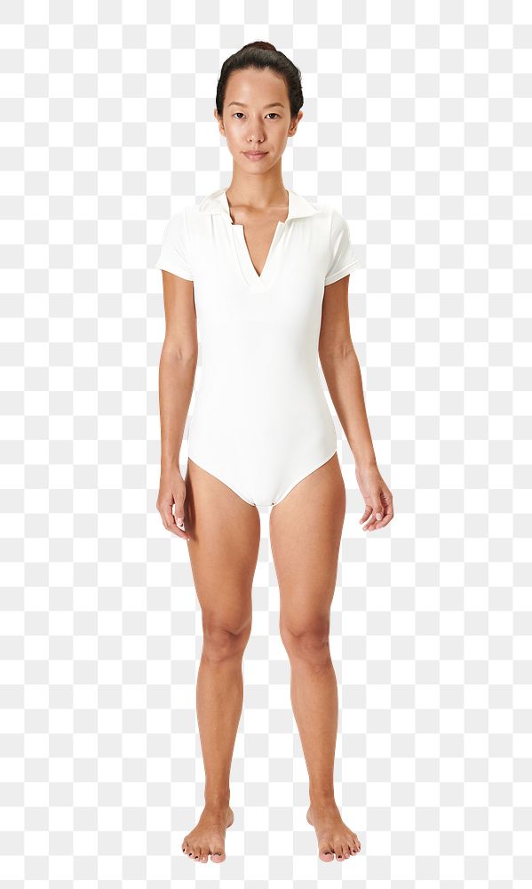 Png Asian model in a white bodysuit mockup