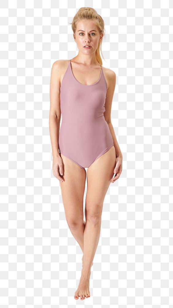 Women's pink bodysuit png full body mockup