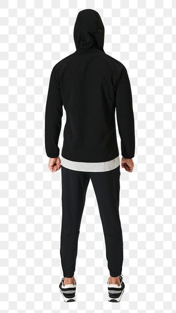 Png men's black hoodie t-shirt mockup