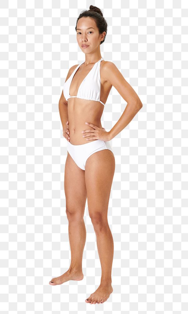 Asian woman in white bikinis png mockup