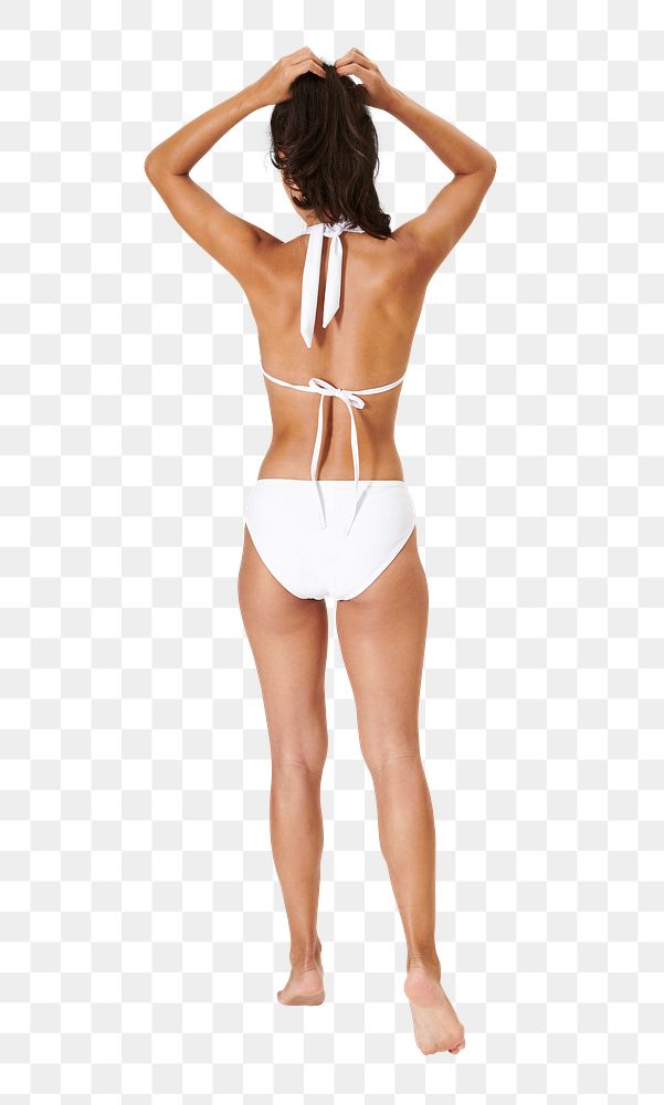 Women's white bikini png mockup