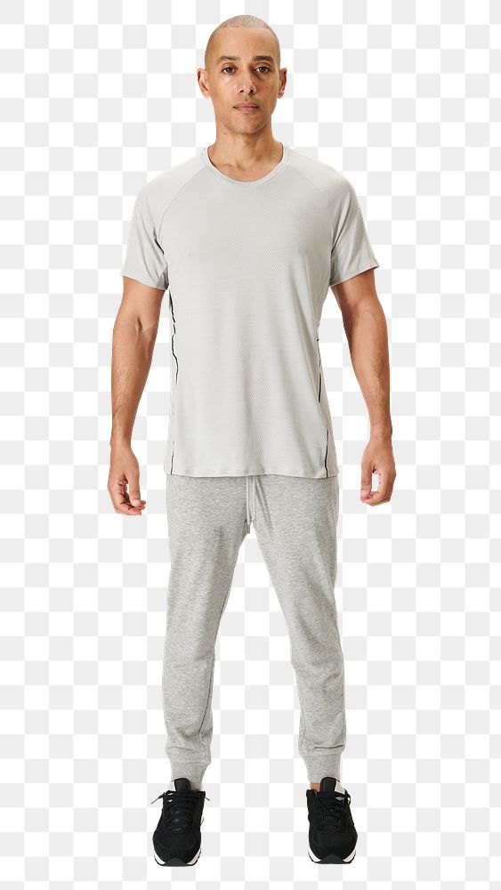 Man in a gray t-shirt full body png