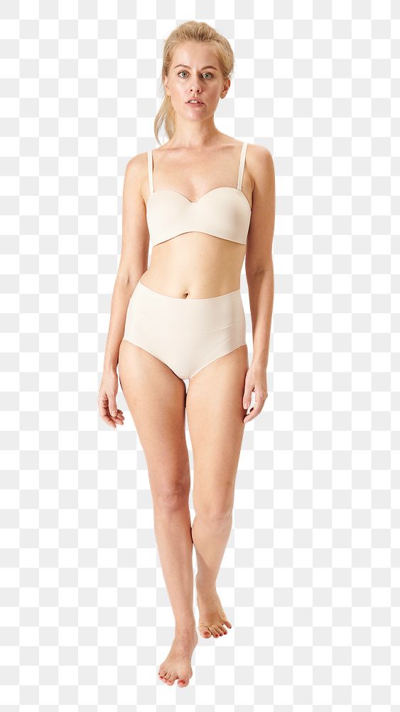 PNG blonde woman in underwear full body mockup