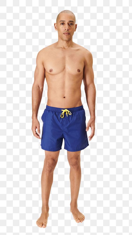 PNG blue board shorts men's swimwear mockup