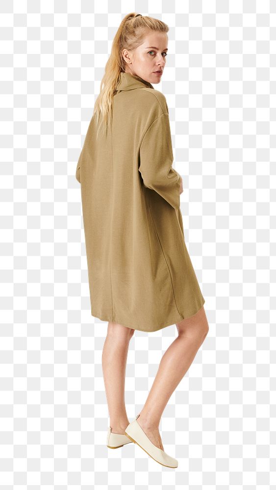 Woman in a long sleeves dress png mockup