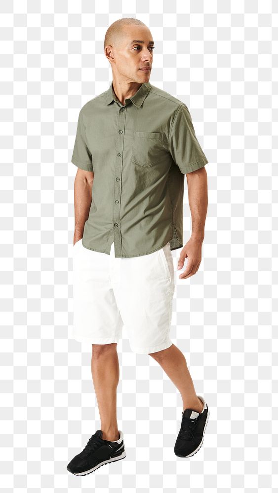 Man in a sage green shirt png