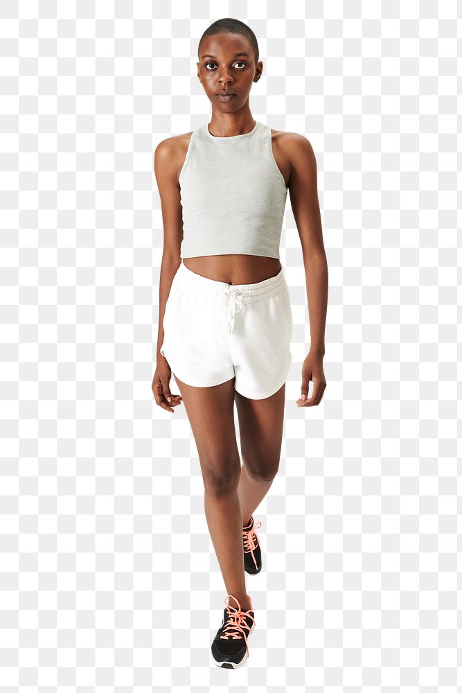 PNG woman in tailored shorts mockup