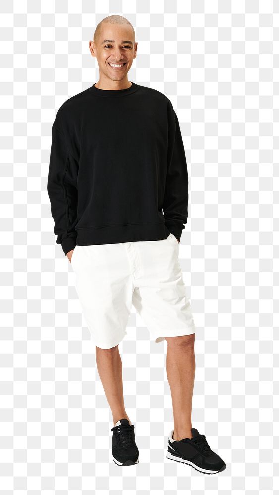 Png man in a black sweatshirt mockup