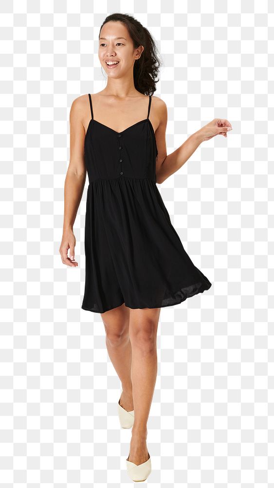Png woman in a black dress mockup