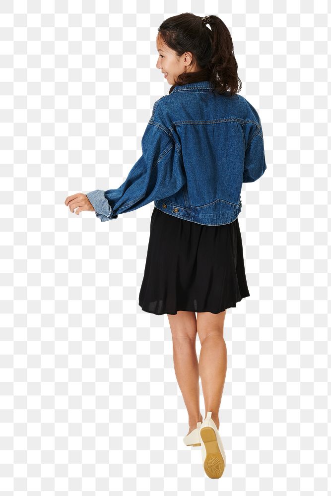 PNG woman in jeans jacket mockup