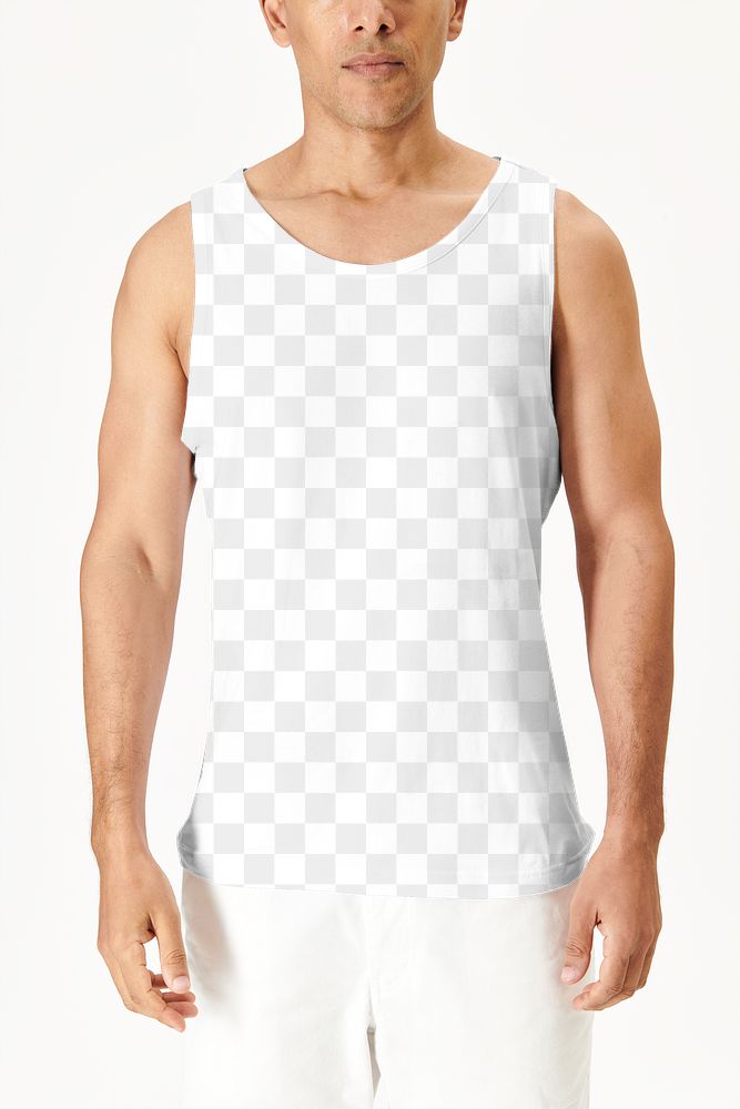 Man in a mockup tank top png