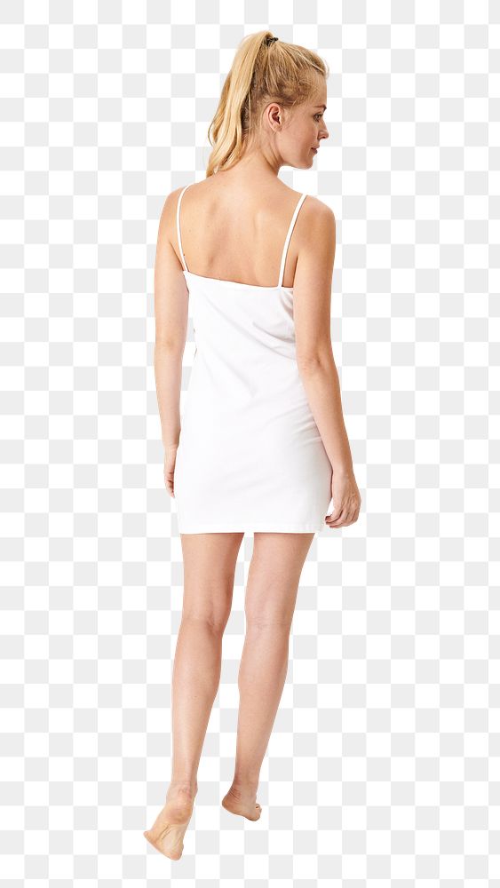 Woman in a fitted dress png mockup