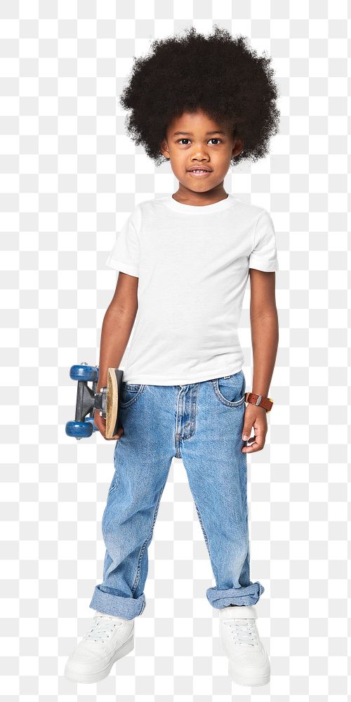 Png black boy in t-shirt and pants full body mockup