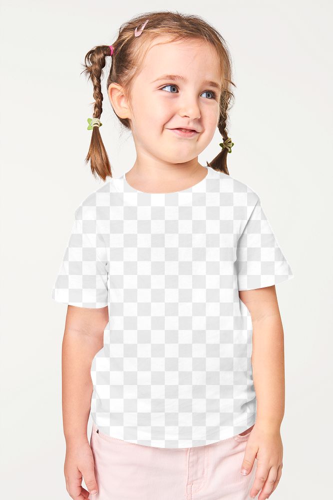 Girl's wearing t-shirt png mockup