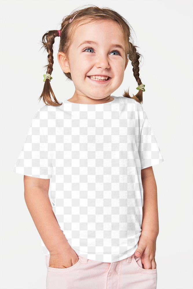 Girl in t shirt png mockup studio shoot