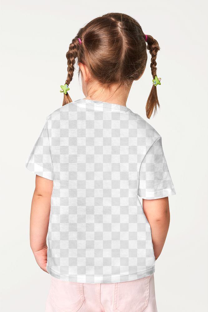 Girl's casual t shirt png mockup back view