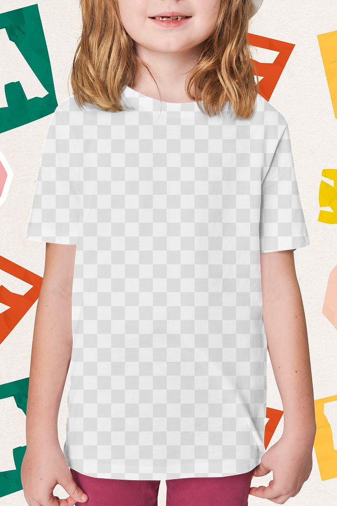 Girl wearing t shirt png mockup in studio