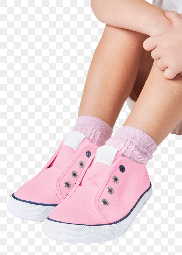 Girl png pink sneakers mockup studio shot