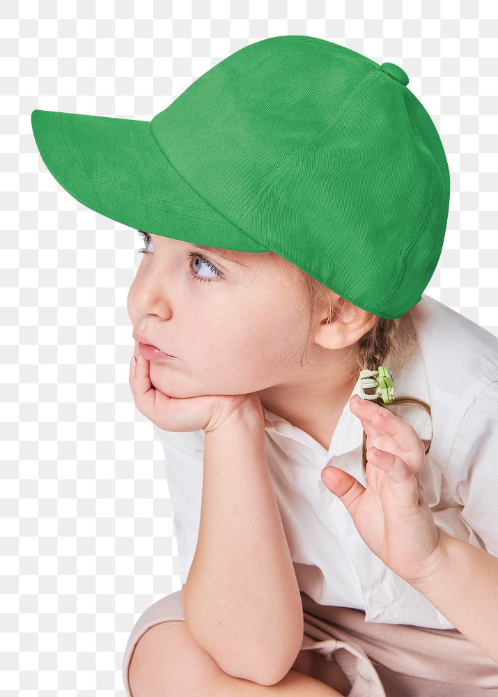 Girl's wearing green cap png mockup