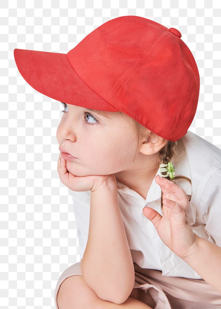 Girl's wearing red cap png mockup