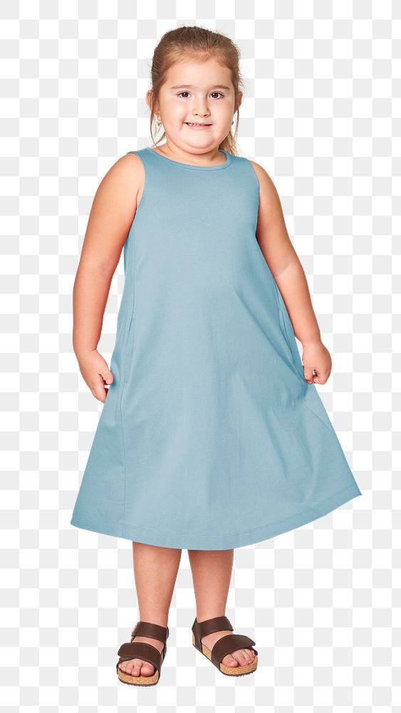 Girl's blue dress png full body mockup