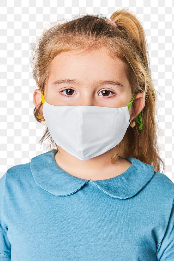 Png girl wearing face mask mockup