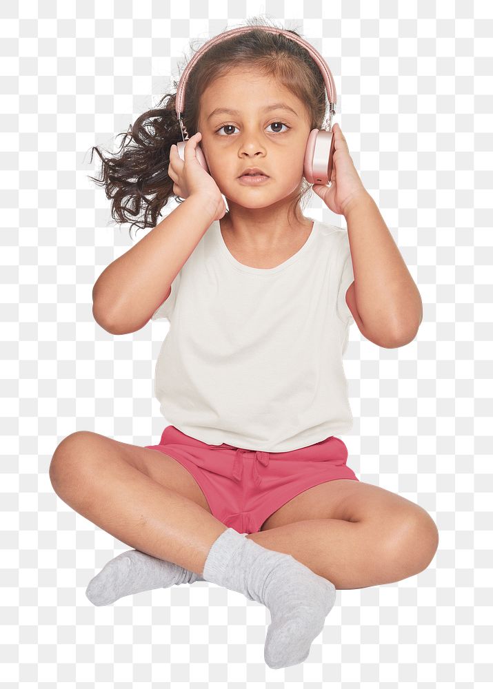 Png girl with headphones mockup