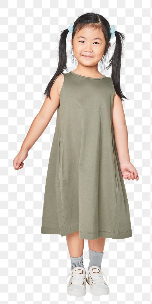 Asian girl in dress full body png mockup