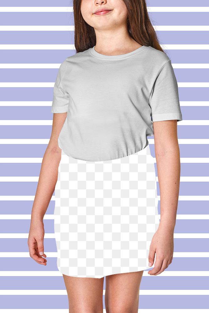 Woman wearing t-shirt and png skirt mockup