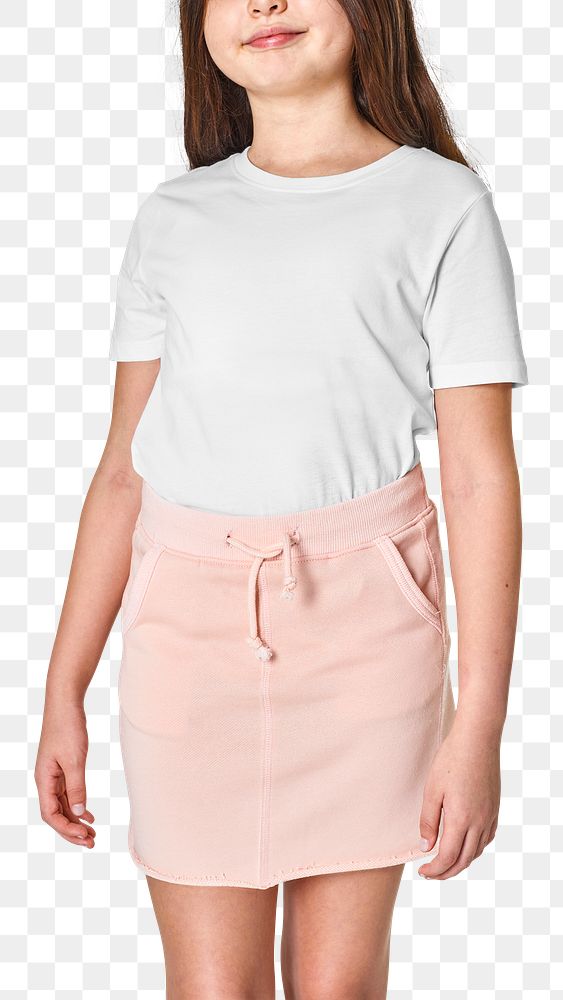 Png woman wearing t-shirt and skirt mockup