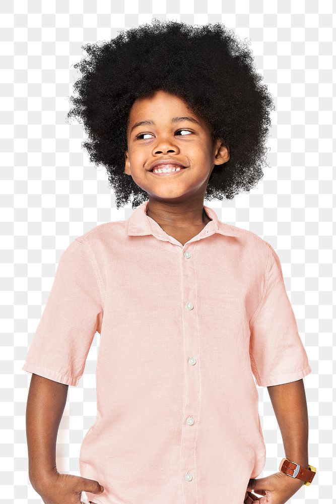 Png black boy wearing pink shirt mockup