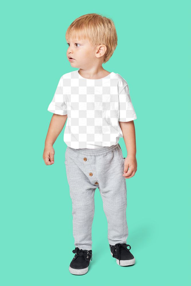 Png kid's tee mockup with sweat pants