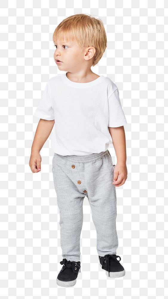 Png kid's tee with sweat pants mockup fullbody