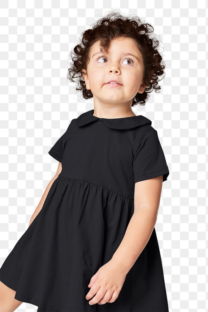 Girl wearing black dress png mockup