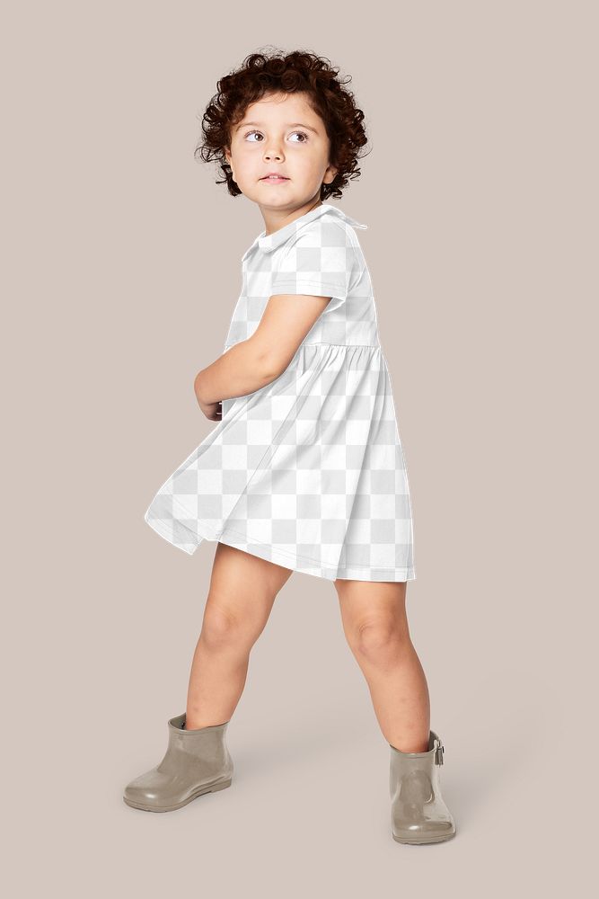 Girl wearing png dress full body mockup